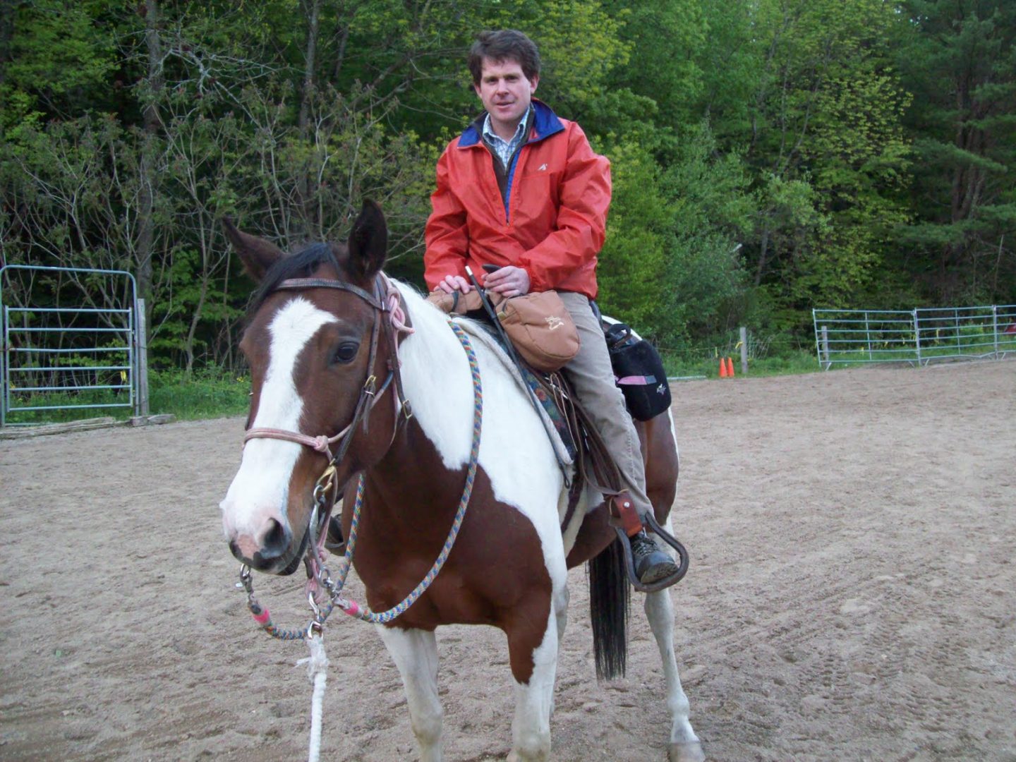 Jinete montando a un caballo Brumby